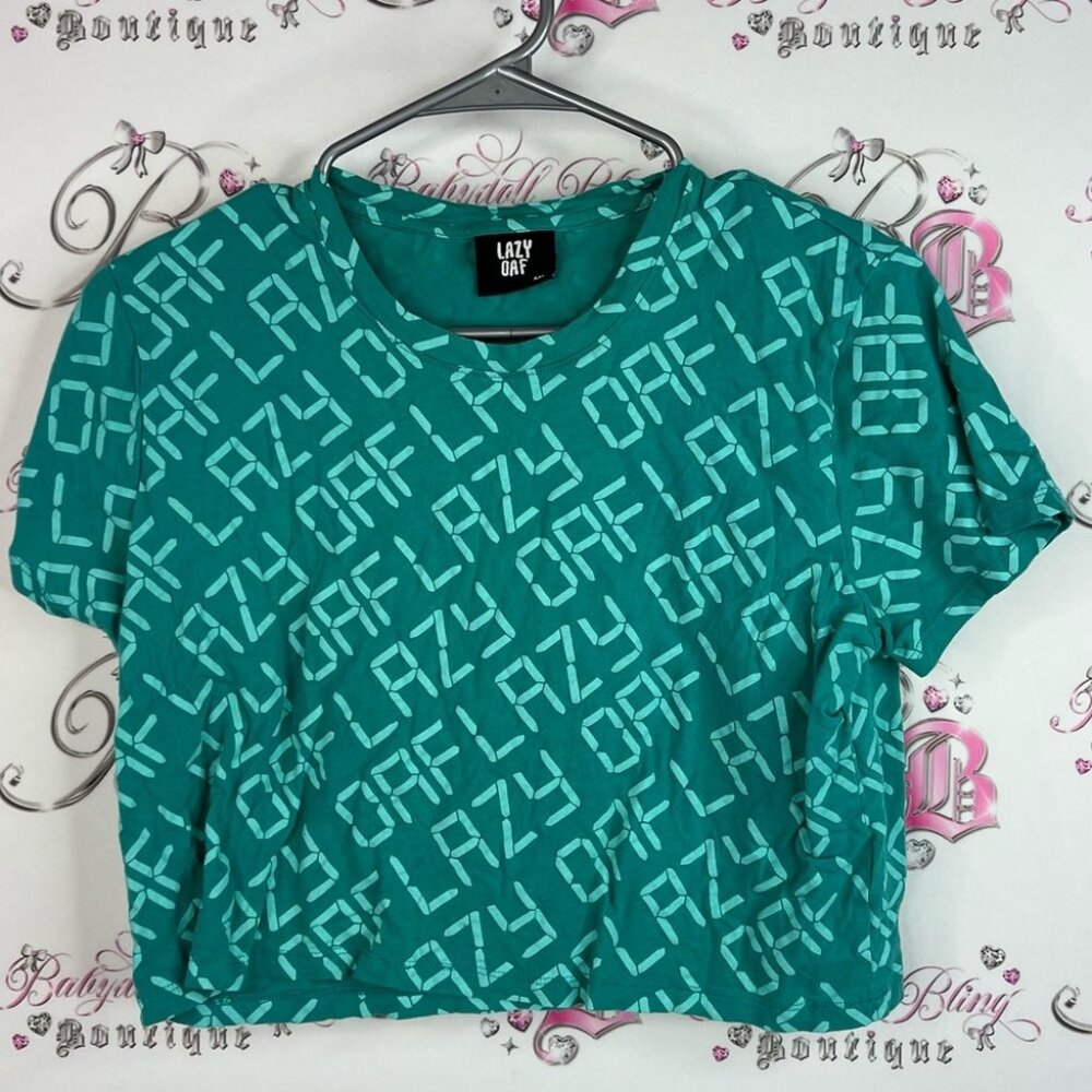 Lazy Oaf Cropped Tshirt Digital Clock Look Patter… - image 1